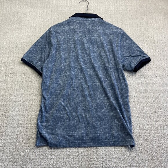 Lief Horsens Couture Men Polo Short Sleeves Shirt Sz L Blue Floral Tropical AOP - Picture 11 of 15